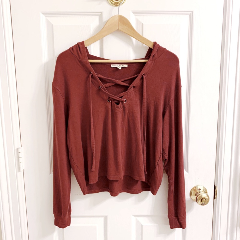 Express cropped hoodie long sleeve size S